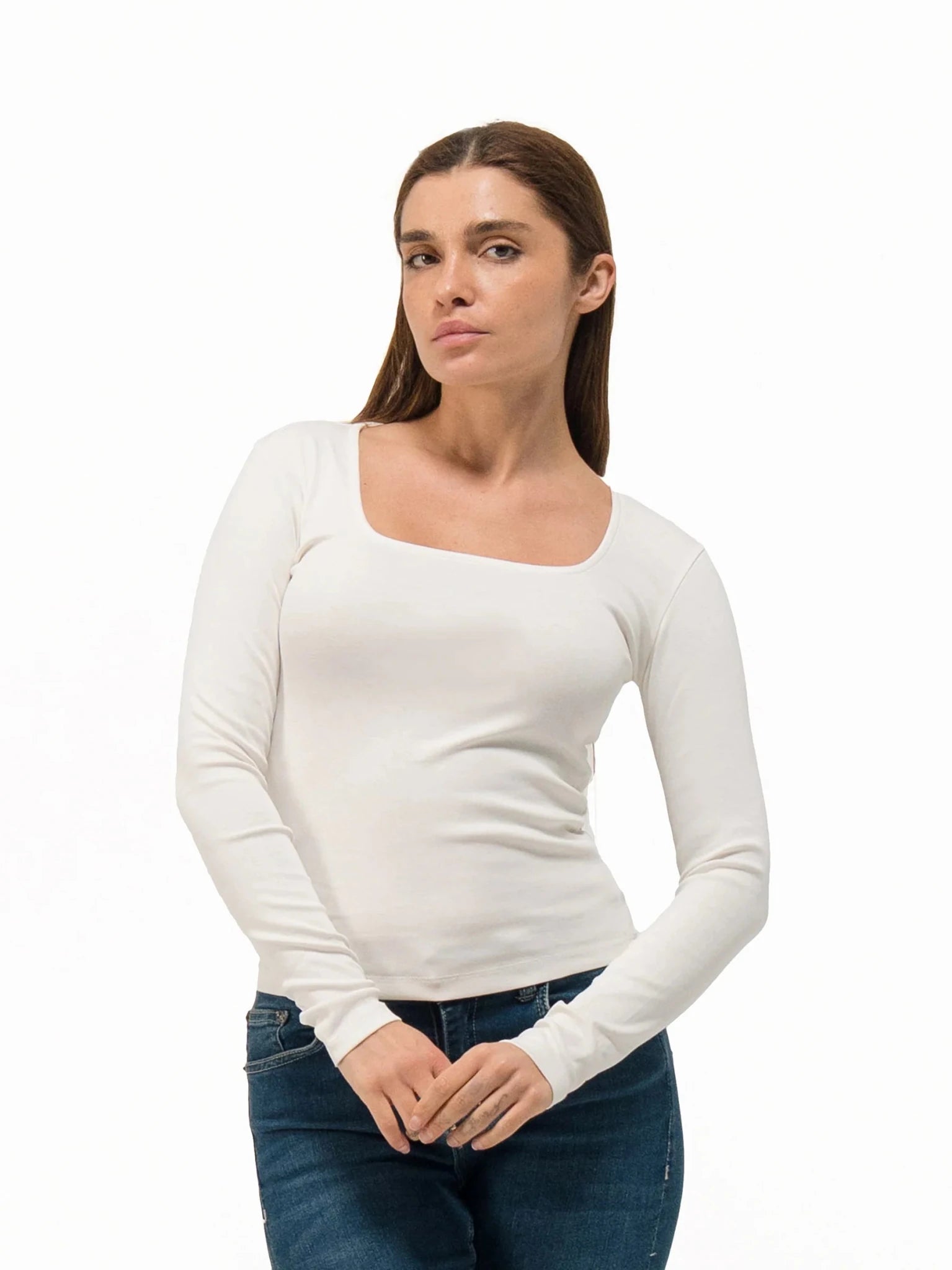 Top col carré manches longues - ELEM