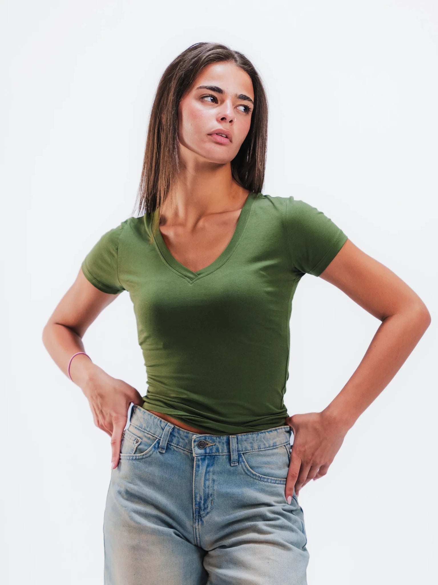 Top col V manches courtes - ELEM