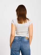 Top côtelé à col U à manches courtes - ELEM