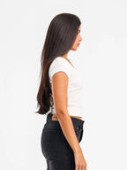 Top côtelé à col U à manches courtes - ELEM