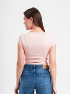 Top côtelé à col U à manches courtes - ELEM